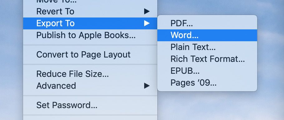 do page down word for mac